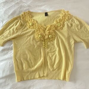 Yellow Floral Embellished Cardigan